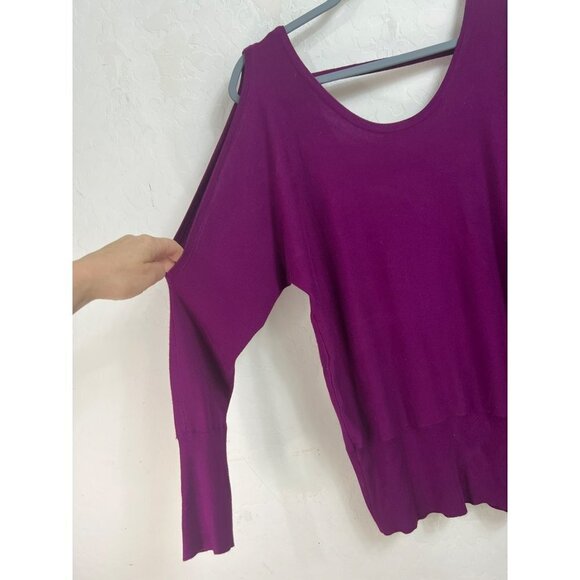 Thalia & Sodi M Jewelry Embellished Back Cold Shoulder Sweater Purple with 5 Gol - Picture 3 of 7